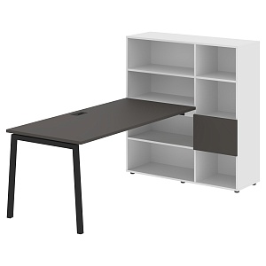 Стол-стеллаж EDIS L ELRST 1217, мокко/черный, 1790х1250х1355 мм