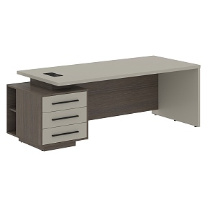 Стол руководителя с тумбой VELION VCT 2290(L), левый, аметист/дуб сильвер , 2200х900х750 мм