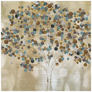 Картина A Teal Tree, 60х60 см, рама жемчуг с серебром