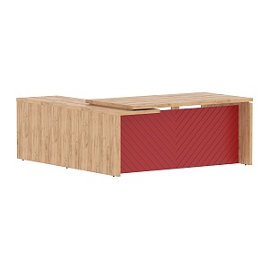 Стол руководителя TORR LUX TLCT 1820(R), дуб бофорд/красный, 1800х2000х750 мм