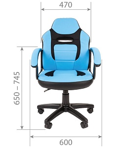 Детское компьютерное кресло CHAIRMAN KIDS 110, экокожа/ткань TW, черный/голубой