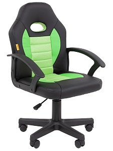 Детское компьютерное кресло CHAIRMAN KIDS 111, экокожа, черный/зеленый
