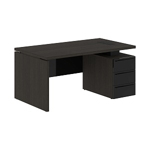 Стол руководителя KANON СП-064-25-06(R), дуб мореный/черный глянец, 1600х900х750 мм