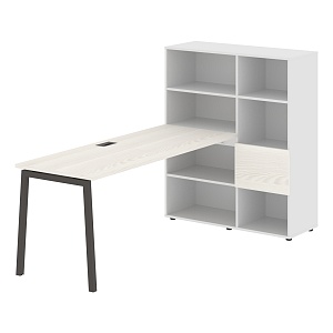 Стол-стеллаж EDIS L ELRST 1117, ясень траун/мокко, 2190х1120х1355 мм