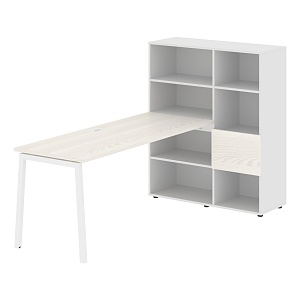 Стол-стеллаж EDIS L ELRST 1117, ясень траун/белый, 2190х1120х1355 мм