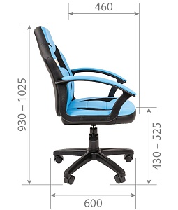 Детское компьютерное кресло CHAIRMAN KIDS 110, экокожа/ткань TW, черный/голубой