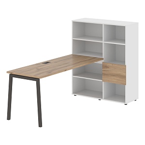 Стол-стеллаж EDIS L ELRST 1117, дуб денвер светлый/мокко, 2190х1120х1355 мм
