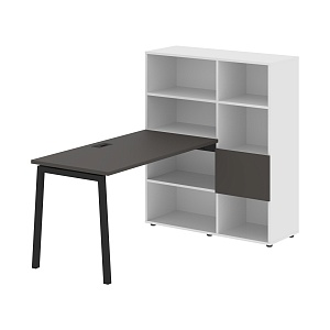 Стол-стеллаж EDIS L ELRST 1113, мокко/черный, 1790х1120х1355 мм