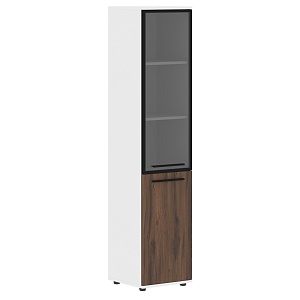 Шкаф высокий EDIS EHCS 42.7(L), левый, дуб денвер темный/черный/белый, 426х430х1967 мм