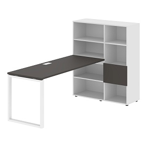 Стол-стеллаж EDIS Q EQRST 1117, мокко/белый, 2190х1120х1355 мм