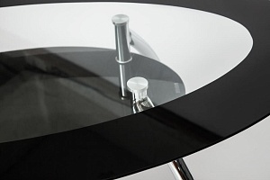 Стол обеденный SADLER 140x80, хром/стекло прозрачное, черное