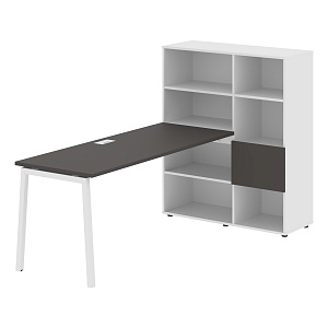 Стол-стеллаж EDIS L ELRST 1117, мокко/белый, 2190х1120х1355 мм