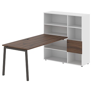 Стол-стеллаж EDIS L ELRST 1217, дуб денвер темный/мокко, 2190х1250х1355 мм