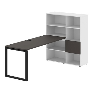 Стол-стеллаж EDIS Q EQRST 1117, мокко/черный, 2190х1120х1355 мм