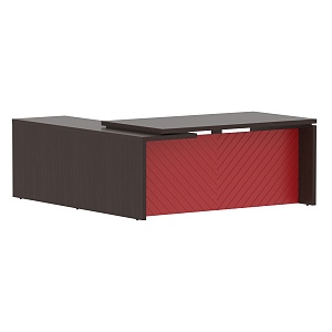 Стол руководителя TORR LUX TLCT 1820(R), венге магия/красный, 1800х2000х750 мм