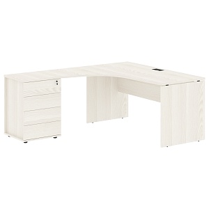 Стол эргономичный с тумбой EDIS EDCET 1518(L), левый, ясень траун/черный, 1560х1880х750 мм