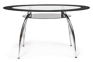 Стол обеденный SADLER 140x80, хром/стекло прозрачное, черное
