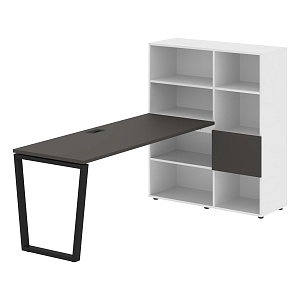 Стол-стеллаж EDIS V EVRST 1117, мокко/черный, 2190х1120х1355 мм