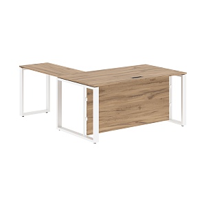 Стол руководителя угловой ENIO ECT 1619H, дуб денвер светлый/белый, 1600х1900х750 мм