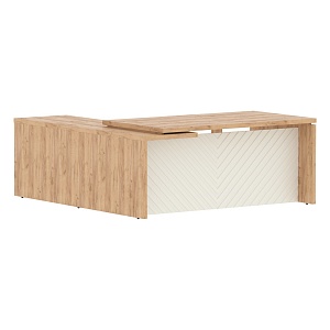 Стол руководителя TORR LUX TLCT 1820(R), дуб бофорд/латте, 1800х2000х750 мм