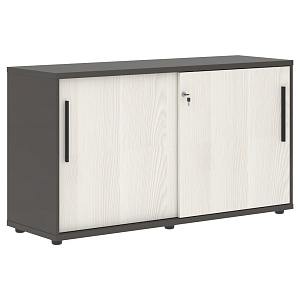 Шкаф низкий EDIS ELC 1343, ясень траун/черный/мокко, 1346х430х750 мм