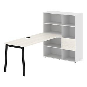 Стол-стеллаж EDIS L ELRST 1117, ясень траун/черный, 2190х1120х1355 мм