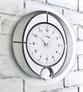 Часы настенные Tempus Pendulum с маятником, диаметр 45/серебристый металлик