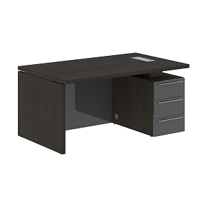Стол руководителя KANON СП-064-25-24(R), дуб мореный/серый глянец, 1600х900х750 мм