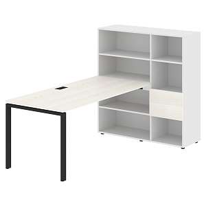 Стол-стеллаж EDIS U EURST 1217, ясень траун/черный, 2190х1250х1355 мм