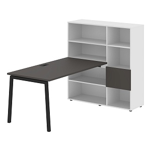 Стол-стеллаж EDIS L ELRST 1215, мокко/черный, 1790х1250х1355 мм