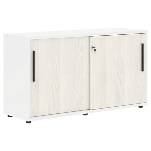 Шкаф низкий EDIS ELC 1343, ясень траун/черный/белый, 1346х430х750 мм