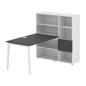 Стол-стеллаж EDIS L ELRST 1213, мокко/белый, 1790х1250х1355 мм