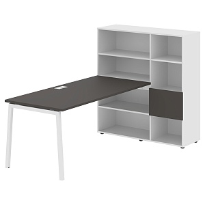 Стол-стеллаж EDIS L ELRST 1217, мокко/белый, 2190х1250х1355 мм