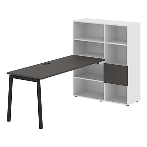 Стол-стеллаж EDIS L ELRST 1117, мокко/черный, 2190х1120х1355 мм