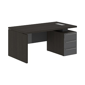 Стол руководителя KANON СП-064-25-06(R), дуб мореный/серый глянец, 1600х900х750 мм