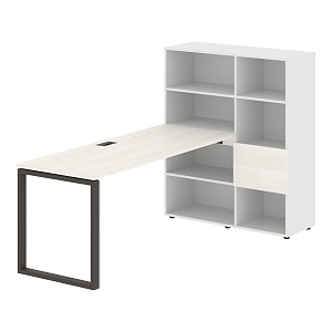 Стол-стеллаж EDIS Q EQRST 1117, ясень траун/мокко, 2190х1120х1355 мм