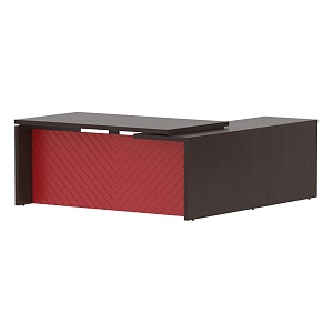 Стол руководителя TORR LUX TLCT 1820(L), венге магия/красный, 1800х2000х750 мм