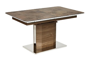 Стол обеденный RADCLIFFE раскладной 120(150)x80, коричневый/стекло