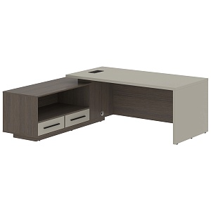 Стол руководителя с тумбой VELION VCT 2119(L), левый, аметист/дуб сильвер , 2100х1900х750 мм