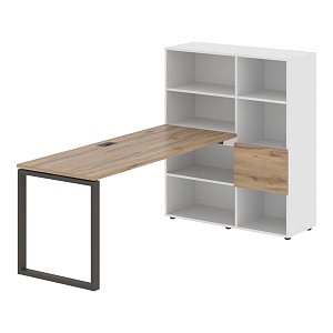 Стол-стеллаж EDIS Q EQRST 1117, дуб денвер светлый/мокко, 2190х1120х1355 мм