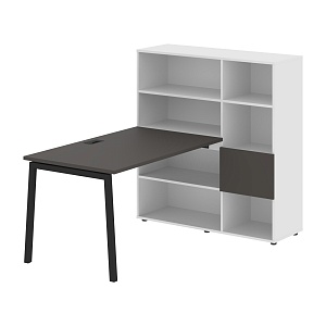 Стол-стеллаж EDIS L ELRST 1213, мокко/черный, 1790х1250х1355 мм