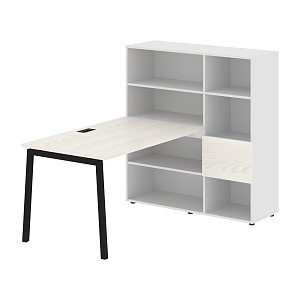 Стол-стеллаж EDIS L ELRST 1213, ясень траун/черный, 1790х1250х1355 мм