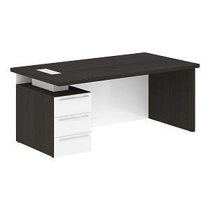Стол руководителя KANON СП-064-25-04(L), дуб мореный/белый глянец, 1800х900х750 мм