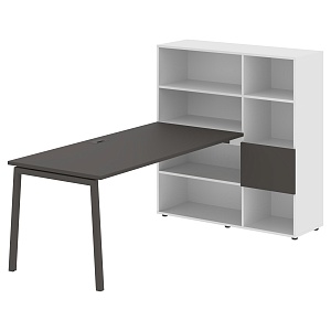 Стол-стеллаж EDIS L ELRST 1217, мокко/мокко, 2190х1250х1355 мм