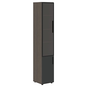 Шкаф комбинированный высокий VELION VHCS 40.2(L), яшма черный/дуб сильвер, 400х450х2253 мм