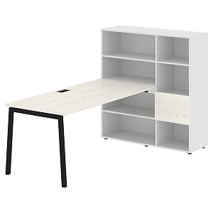 Стол-стеллаж EDIS L ELRST 1217, ясень траун/черный, 1790х1250х1355 мм
