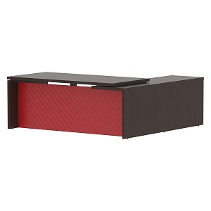 Стол руководителя TORR LUX TLCT 2020(L), венге магия/красный, 2000х2000х750 мм