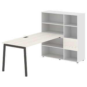 Стол-стеллаж EDIS L ELRST 1217, ясень траун/мокко, 2190х1250х1355 мм