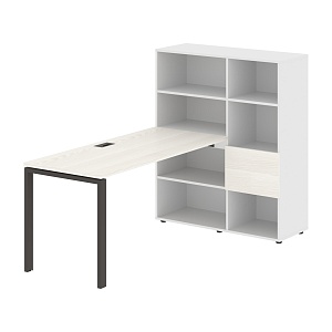 Стол-стеллаж EDIS U EURST 1115, ясень траун/мокко, 1990х1120х1355 мм