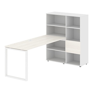 Стол-стеллаж EDIS Q EQRST 1117, ясень траун/белый, 2190х1120х1355 мм